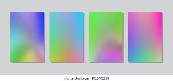 Screen colorful gradient set with modern abstract backgrounds. Color fluid cover for poster, banner, flyer and presentation. Trendy soft colour. Template with screen gradient set. Vector illustration.