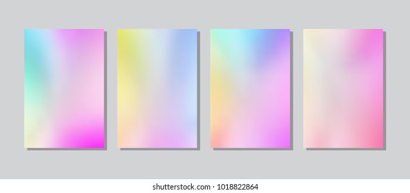 Screen colorful gradient set with modern abstract backgrounds. Color fluid cover for poster, banner, flyer and presentation. Trendy soft colour. Template with screen gradient set. Vector illustration.