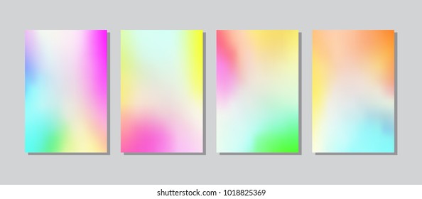 Screen colorful gradient set with modern abstract backgrounds. Color fluid cover for poster, banner, flyer and presentation. Trendy soft colour. Template with screen gradient set. Vector illustration.