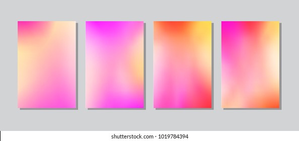 Screen colorful gradient set with modern abstract backgrounds. Color fluid cover for poster, banner, flyer and presentation. Trendy soft colour. Template with screen gradient set. Vector illustration.