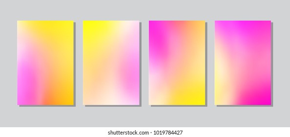 Screen colorful gradient set with modern abstract backgrounds. Color fluid cover for poster, banner, flyer and presentation. Trendy soft colour. Template with screen gradient set. Vector illustration.