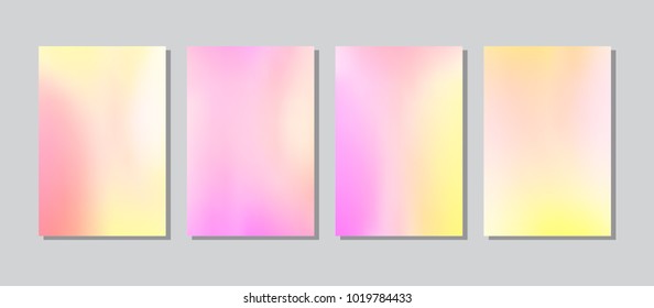Screen colorful gradient set with modern abstract backgrounds. Color fluid cover for poster, banner, flyer and presentation. Trendy soft colour. Template with screen gradient set. Vector illustration.