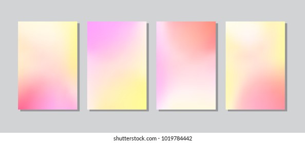 Screen colorful gradient set with modern abstract backgrounds. Color fluid cover for poster, banner, flyer and presentation. Trendy soft colour. Template with screen gradient set. Vector illustration.