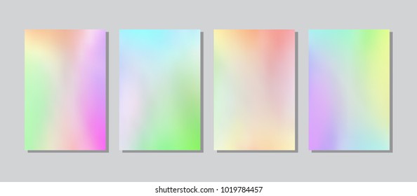 Screen colorful gradient set with modern abstract backgrounds. Color fluid cover for poster, banner, flyer and presentation. Trendy soft colour. Template with screen gradient set. Vector illustration.
