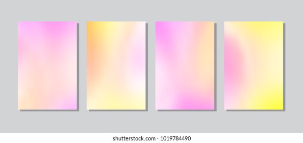 Screen colorful gradient set with modern abstract backgrounds. Color fluid cover for poster, banner, flyer and presentation. Trendy soft colour. Template with screen gradient set. Vector illustration.
