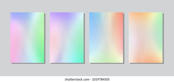 Screen colorful gradient set with modern abstract backgrounds. Color fluid cover for poster, banner, flyer and presentation. Trendy soft colour. Template with screen gradient set. Vector illustration.