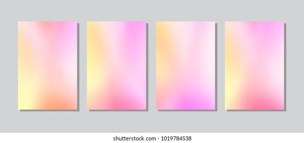 Screen colorful gradient set with modern abstract backgrounds. Color fluid cover for poster, banner, flyer and presentation. Trendy soft colour. Template with screen gradient set. Vector illustration.