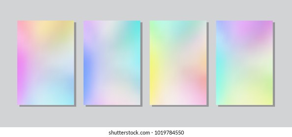 Screen colorful gradient set with modern abstract backgrounds. Color fluid cover for poster, banner, flyer and presentation. Trendy soft colour. Template with screen gradient set. Vector illustration.