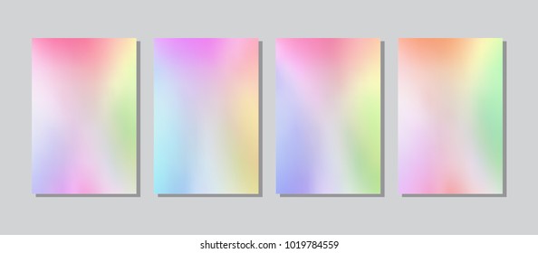 Screen colorful gradient set with modern abstract backgrounds. Color fluid cover for poster, banner, flyer and presentation. Trendy soft colour. Template with screen gradient set. Vector illustration.