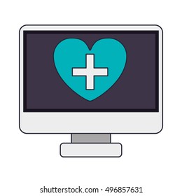 screen computer with heart shape on display