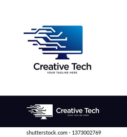 screen computer logo designs template. tech logo designs vector