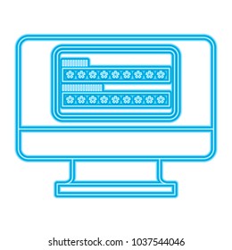 screen computer password login access vector illustration blue neon line image