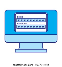 screen computer password login access vector illustration blue image