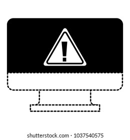 screen computer sign warning alert virus vector illustration dotted line graphic