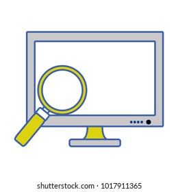 screen computer technology with magnifying glass