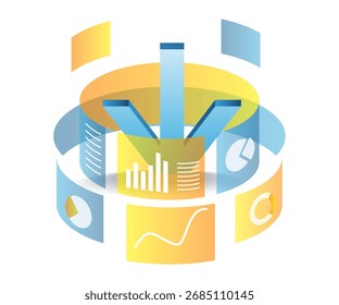 Pantalla con ilustración de icono de Descarga de datos para la nube y la tecnología