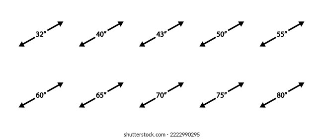 Screen diagonal. Size display and monitor. Screen scale. Vector 10 EPS.