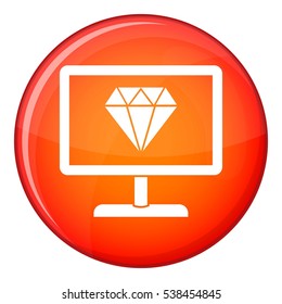 Screen with diamond icon in red circle isolated on white background vector illustration