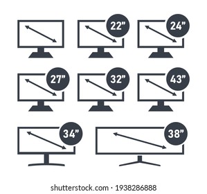 Screen Display Set Different Diagonal Sizes Stock Vector (Royalty Free ...