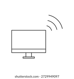 Screen display with signal waves for remote connection