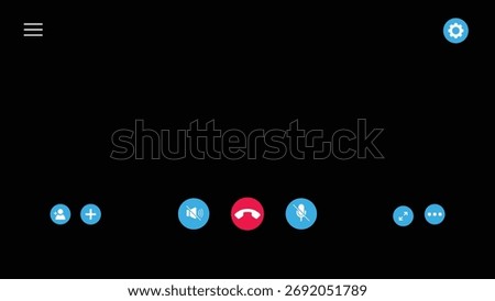 Screen display of a video call isolated on black background