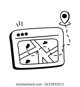 Screen displaying a map interface for web navigation