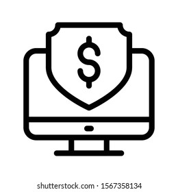 screen dollar vector thin line icon 