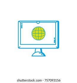 screen electronic equipment with global conection symbol