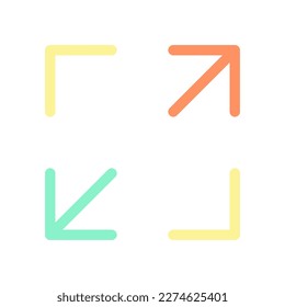 Screen enlarging flat color ui icon. Display size changing tool. Player control panel. Simple filled element for mobile app. Colorful solid pictogram. Vector isolated RGB illustration