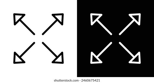 Screen Expand Icon Set. Maximize Button Vector Symbol. Fullscreen Toggle Icon.