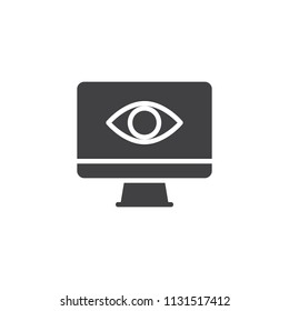 Screen and eye vector icon. filled flat sign for mobile concept and web design. observation and monitoring simple solid icon. Symbol, logo illustration. Pixel perfect vector graphics