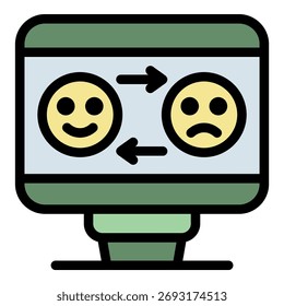 Screen feedback sharing icon. Outline screen feedback sharing vector icon color flat isolated