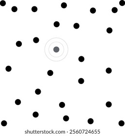  The screen is filled with large dots. Among these objects is a group of circles that look like a target.