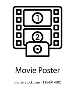 
a screen with the film reel giving number 1 sign, film opening countdown 
