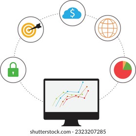 Screen Financial Technology icon. Fin-tech technology sign. Financial Technology banner. flat style.