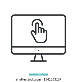 a screen a finger is clicking icon vector illustration logo template for many purpose. Isolated on white background.