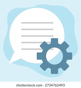 A screen with flat icon sets.
Configuration and settings icons.
Gears, checkmarks, and warning signs.
Robots, documents, and user avatars.
Vector previews on a design platform.