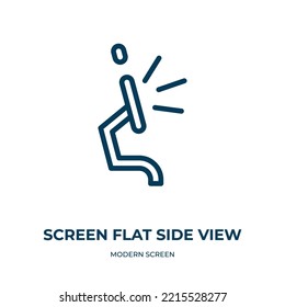 Screen flat side view icon. Linear vector illustration from modern screen collection. Outline screen flat side view icon vector. Thin line symbol for use on web and mobile apps, logo, print media.
