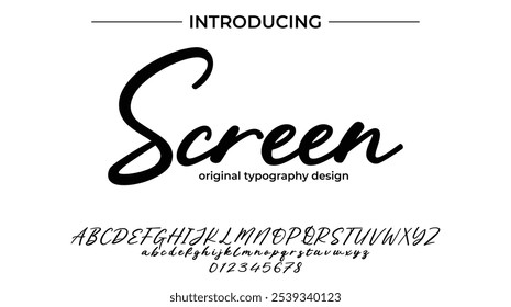 Screen Font Stylish brush painted an uppercase vector letters, alphabet, typeface