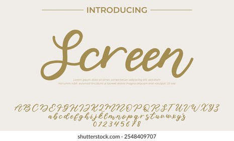 Screen Font Stylish brush painted an uppercase vector letters, alphabet, typeface