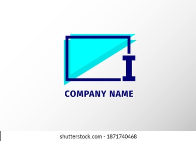 screen frame letter I. modern and stand out professional corporate logo