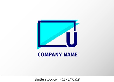 letra de marco de pantalla U. logotipo corporativo moderno y destacado
