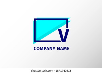 screen frame letter V. modern and stand out professional corporate logo
