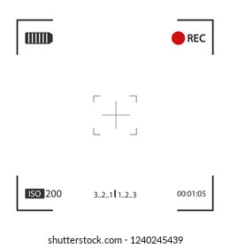Screen frame viewfinder with digital focus and exposure camera settings