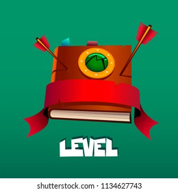 screen for a game with level in fantasy magic style vector illustration