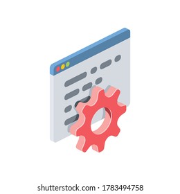 Screen gear settings. Vector 3d isometric, color web icons set, new flat style. Creative illustration, idea for infographics.