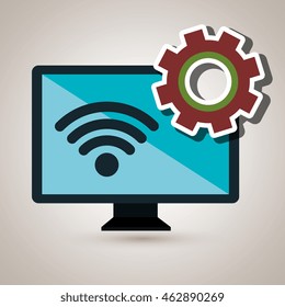 screen gear system symbol vector illustracion eps 10
