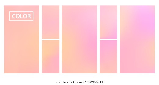 Screen gradient set with modern abstract backgrounds. Colorful fluid cover for poster, banner, flyer and presentation. Template with screen gradient set for screens and mobile app. Trendy soft color