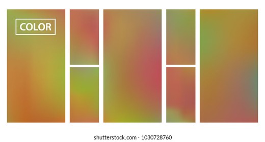 Screen gradient set with modern abstract backgrounds. Iridescent fluid cover for poster, banner, flyer and presentation. Template with screen gradient set for screens and mobile app. Rainbow color.
