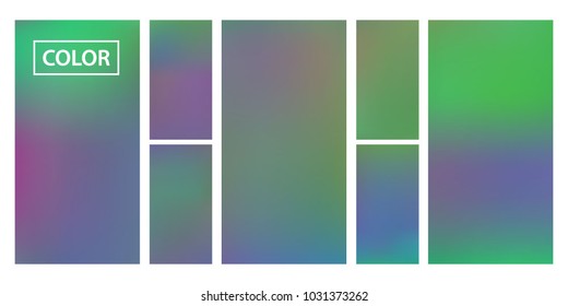 Screen gradient set with modern abstract backgrounds. Iridescent fluid cover for poster, banner, flyer and presentation. Template with screen gradient set for screens and mobile app. Rainbow color.
